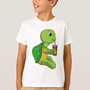 Camiseta Tortuga con taza para beber con paja