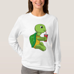 Camiseta Tortuga con taza para beber con paja