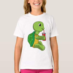 Camiseta Tortuga con taza para beber con paja