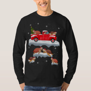 Camiseta Tortuga conduciendo Árbol de Navidad Camión Rojo T