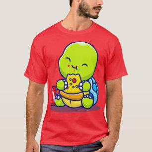 Camiseta Tortuga Cuta Comer Pizza Con Soda