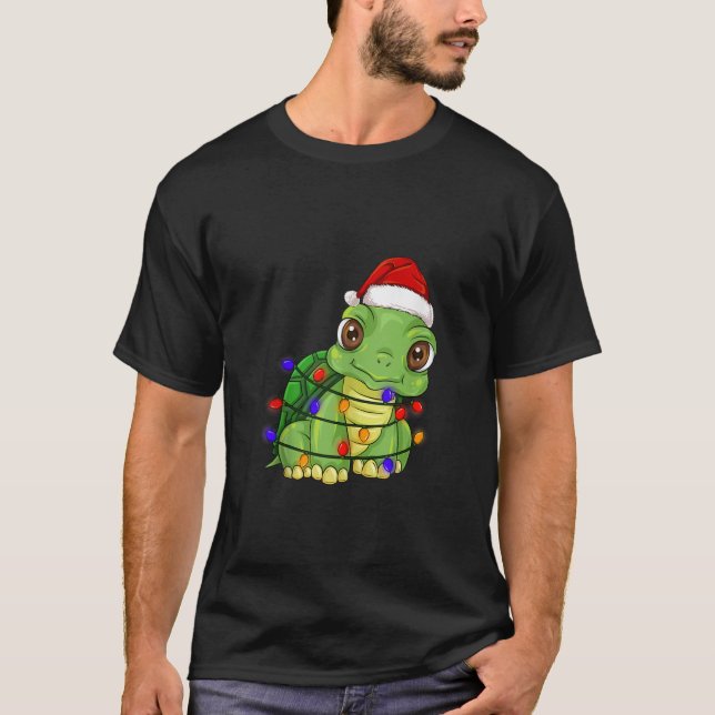Camiseta Tortuga Cuta Con Árbol De Sombrero Enciende Luz De (Anverso)