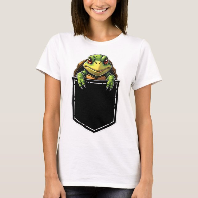 Camiseta Tortuga Cuta En El Bolsillo Funny Halloween Set C (Anverso)