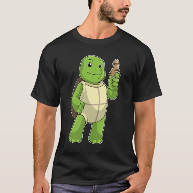 Camiseta Tortuga de ajedrez con peón de ajedrez (Anverso)