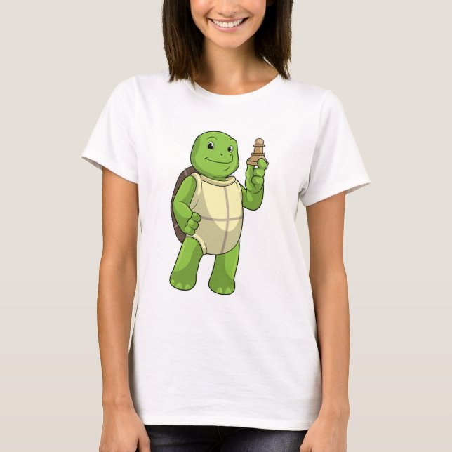Camiseta Tortuga de ajedrez con peón de ajedrez (Anverso)