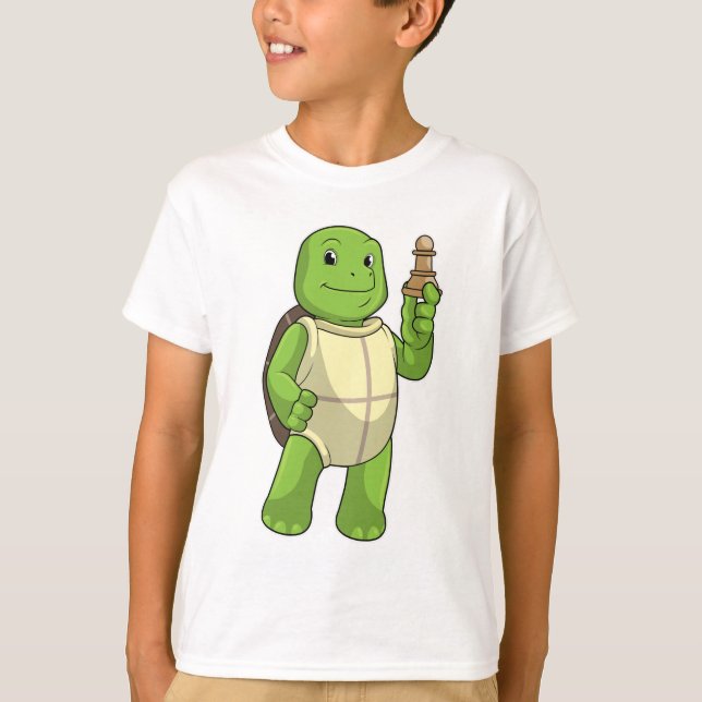 Camiseta Tortuga de ajedrez con peón de ajedrez (Anverso)