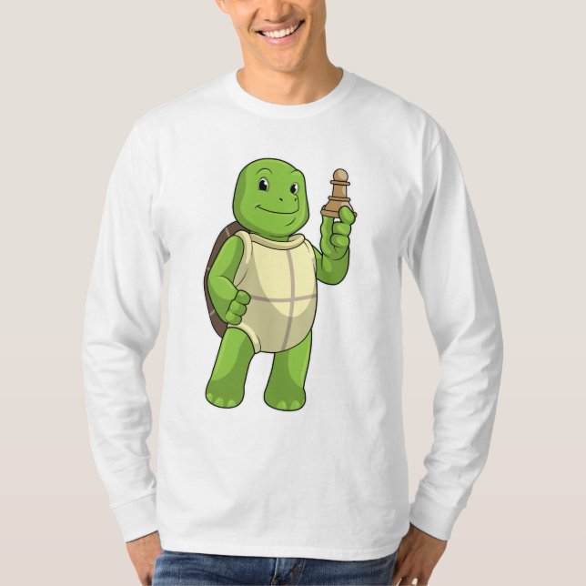 Camiseta Tortuga de ajedrez con peón de ajedrez (Anverso)