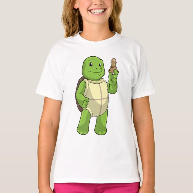 Camiseta Tortuga de ajedrez con peón de ajedrez (Anverso)
