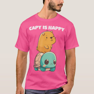 Camiseta Tortuga De Animales Cute Anime Kawaii Y Feliz Capy