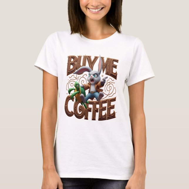 Camiseta Tortuga de carreras de conejitos rápida me compra  (Anverso)