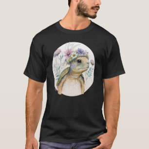 Camiseta Tortuga de color de agua dulce flor animal de la c