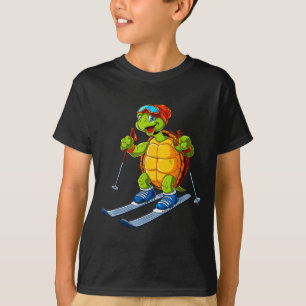 Camiseta Tortuga de dibujos animados de esquí lindo deporte