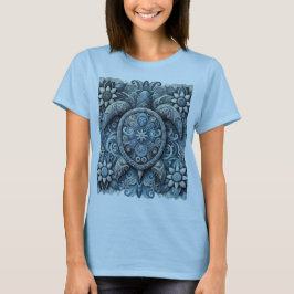 Camiseta Tortuga de flores - Azul