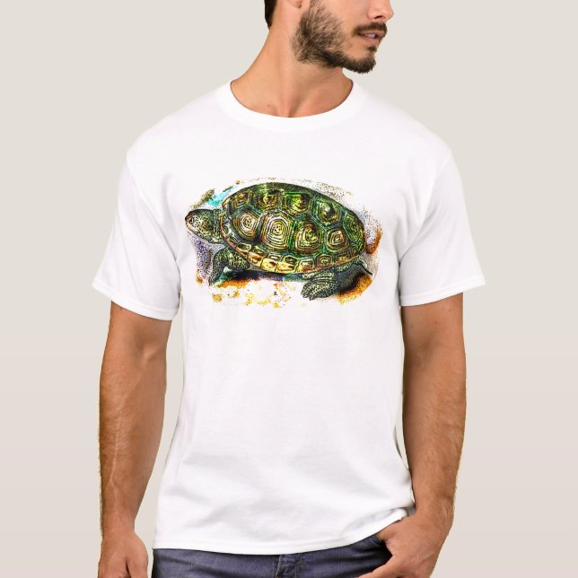 Camiseta tortuga de la tortuga acuática de diamondback de (Anverso)