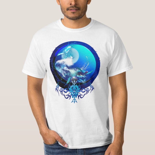 CAMISETA TORTUGA DE MAR AZUL DE LA LUNA DE MAR DULCE (Anverso)