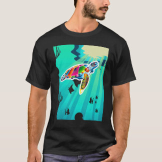Camiseta Tortuga De Mar De Color Arcoiris Nadando En El Océ