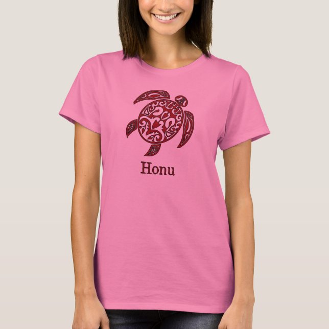 Camiseta Tortuga de mar hawaiana en rojo (Anverso)