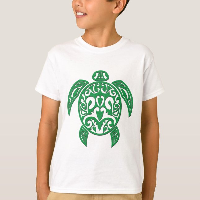 Camiseta Tortuga de mar polinesia verde (Anverso)