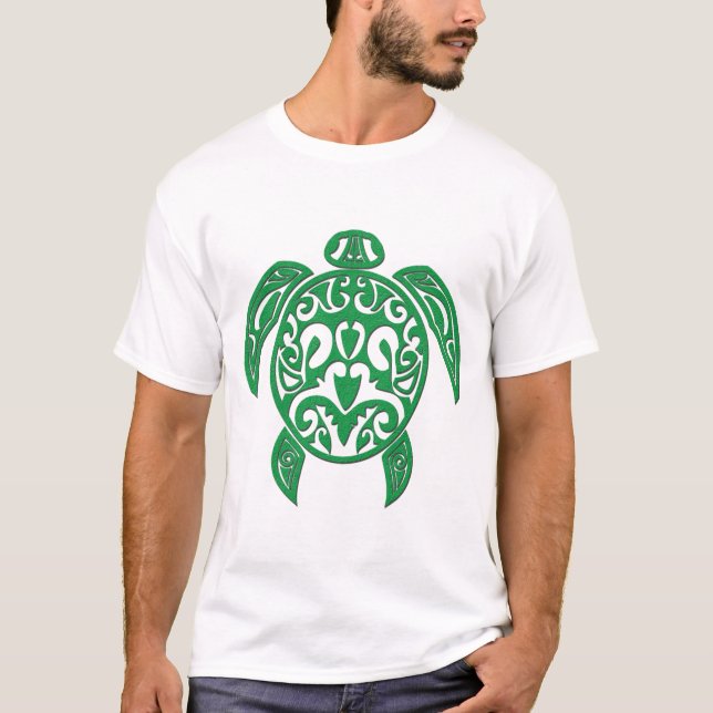 Camiseta Tortuga de mar polinesia verde (Anverso)