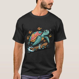 Camiseta Tortuga de Mar Skater Radical Dibujo Animado