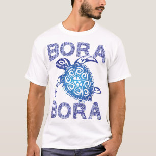 Camiseta Tortuga de Mar Tribal Azul Polinesio Bora Bora