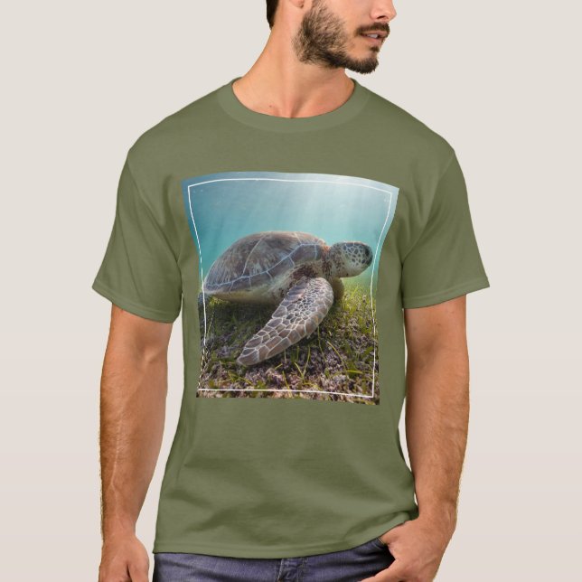 Camiseta Tortuga de mar verde en la bahía de la oscuridad (Anverso)