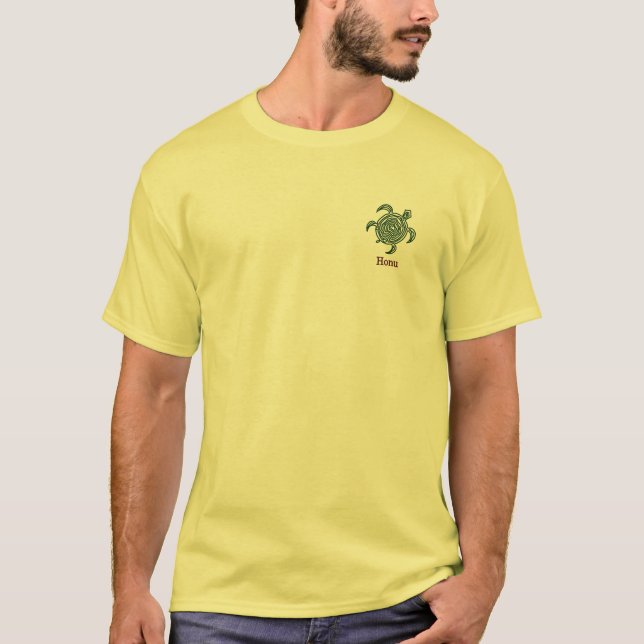 Camiseta Tortuga de mar verde hawaiana del petroglifo (Anverso)