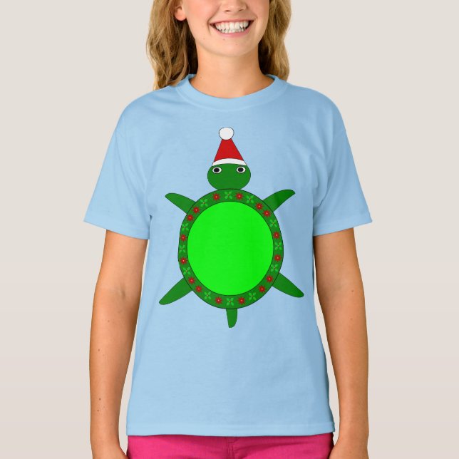 Camiseta Tortuga de Navidades cortos con caparazón de flore (Anverso)