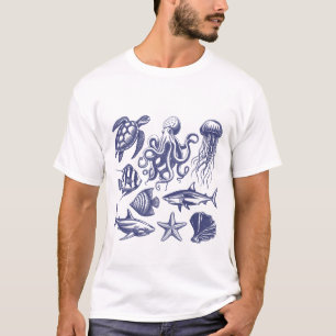 Camiseta Tortuga de playa de verano Pescado Octopus de tibu