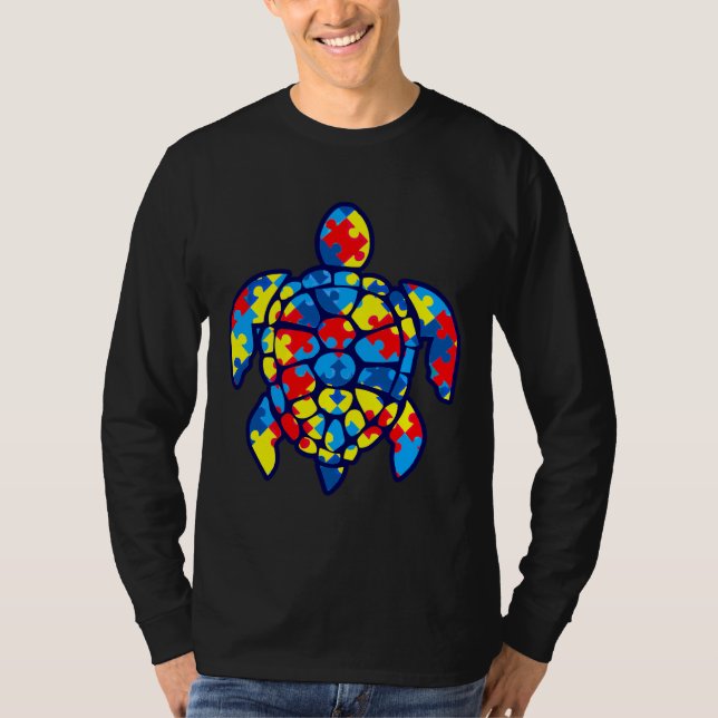 Camiseta Tortuga de rompecabezas del autismo (Anverso)