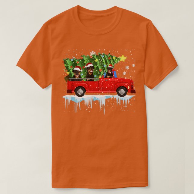 Camiseta Tortuga de Rottweiler Perro Camión Rojo Árbol de N (Diseño del anverso)