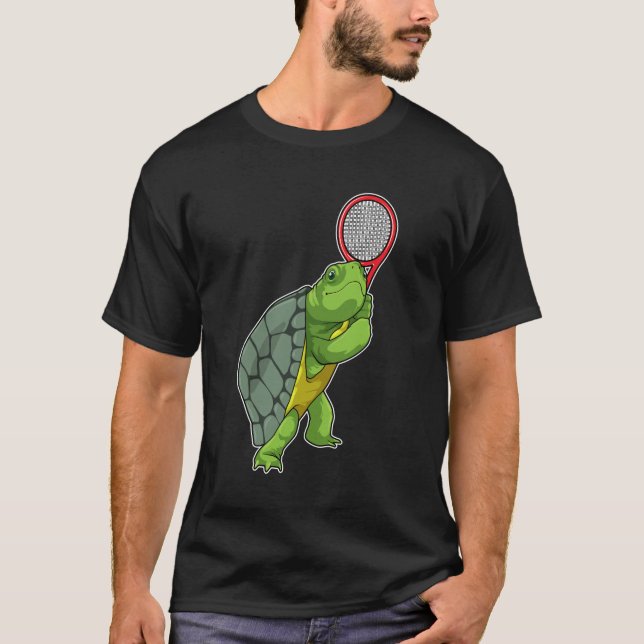 Camiseta Tortuga de tenis con raqueta de tenis (Anverso)