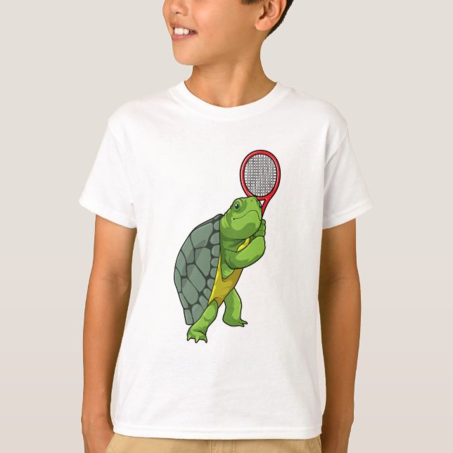 Camiseta Tortuga de tenis con raqueta de tenis (Anverso)