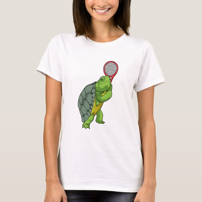 Camiseta Tortuga de tenis con raqueta de tenis (Anverso)