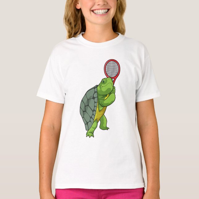 Camiseta Tortuga de tenis con raqueta de tenis (Anverso)