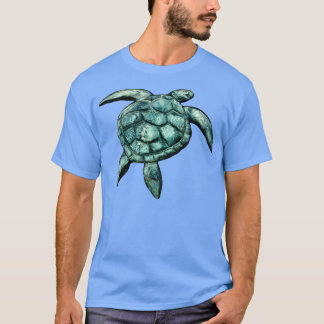 Camiseta Tortuga del Mar Verde 3D tallada fuera de pizarra 