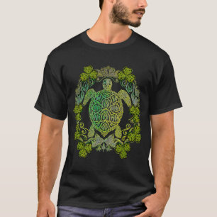 Camiseta Tortuga del Mar Verde Mandala Shamrock irlandés C