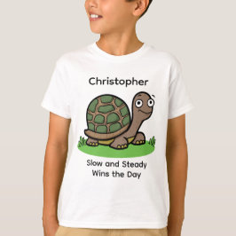 Camiseta Tortuga Divertida Lenta y Firme Nombre Personaliza