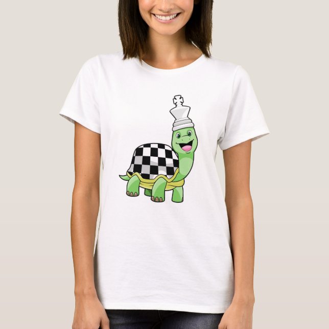 Camiseta Tortuga en ajedrez con tablero de ajedrez y Rey (Anverso)