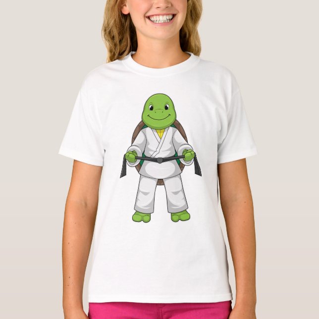 Camiseta Tortuga en artes marciales con cinturón negro (Anverso)