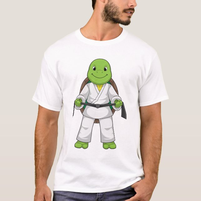 Camiseta Tortuga en artes marciales con cinturón negro (Anverso)