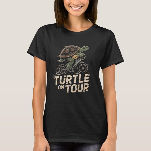 Camiseta Tortuga en bicicleta divertida (Anverso)