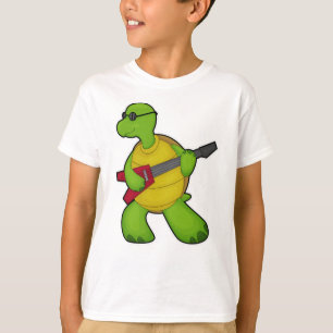 Camiseta Tortuga en la música con guitarra y gafas de sol