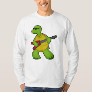 Camiseta Tortuga en la música con guitarra y gafas de sol