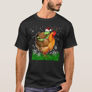 Camiseta Tortuga Genial Montando Reno Pollo Navidad Chic