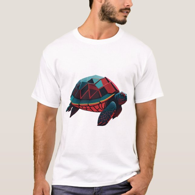 Camiseta Tortuga Geométrica Roja (Anverso)