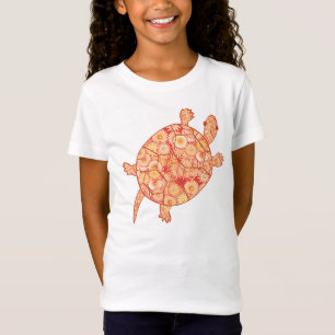 Camiseta Tortuga giratoria fractal - tonos de mandarina nar