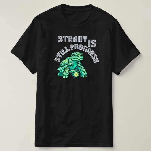 Camiseta Tortuga Gráfica de Progreso Fijo| Tranquilo  (Diseño del anverso)