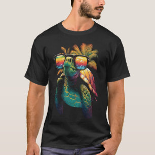 Camiseta Tortuga hawaiana tortuga árbol de palmas hawaiano