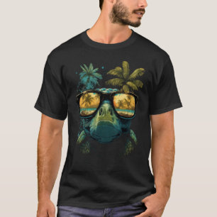 Camiseta Tortuga hawaiana tortuga árbol de palmas hawaiano